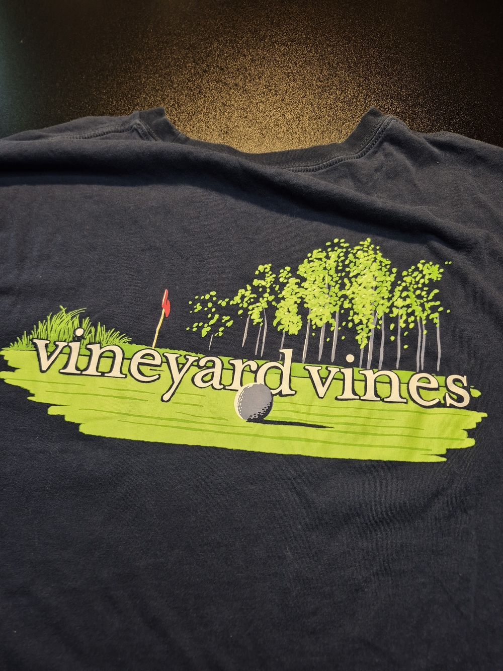 Vineyard Vines Navy Long Sleeve Tee with Golf Graphic